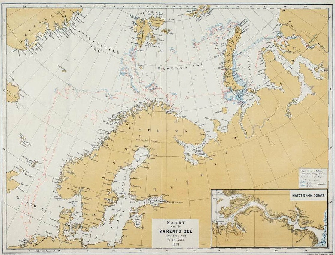 Карта плавания шхуны «Виллем Баренц» в 1881