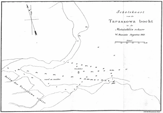 Карта промеров глубин в бухте Тарасова. Маточкин Шар