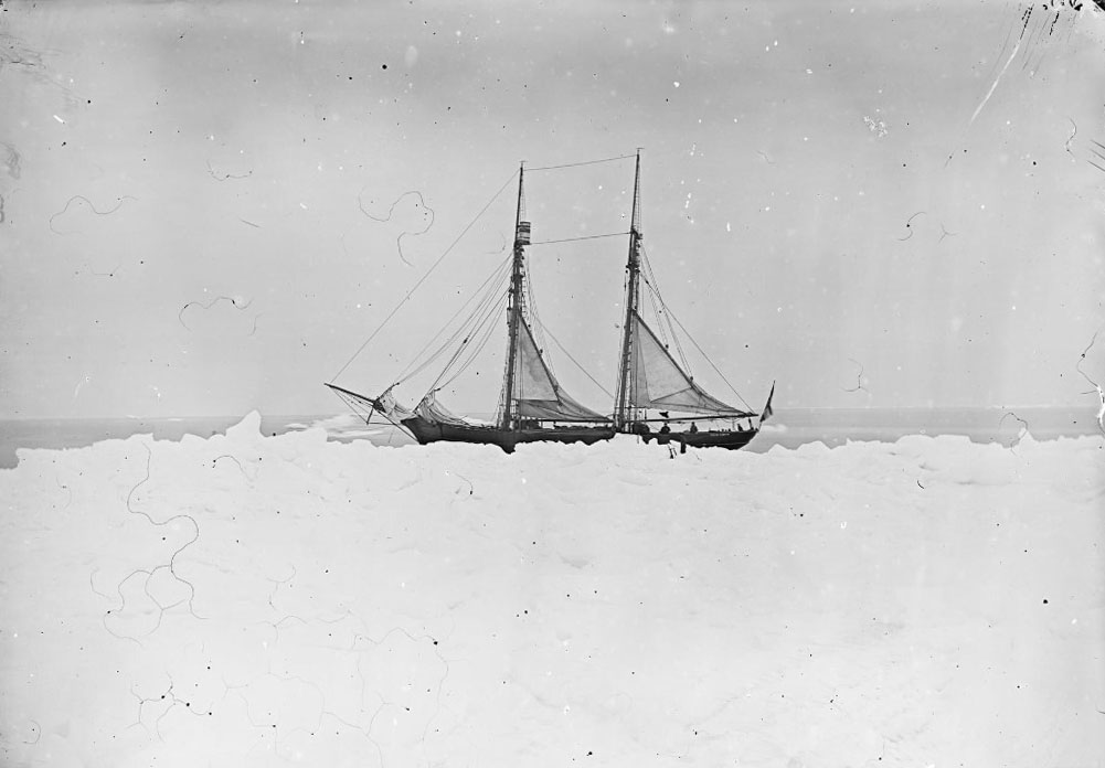 Полярная шхуна «Виллем Баренц» пришвартовалась к ледяному полю