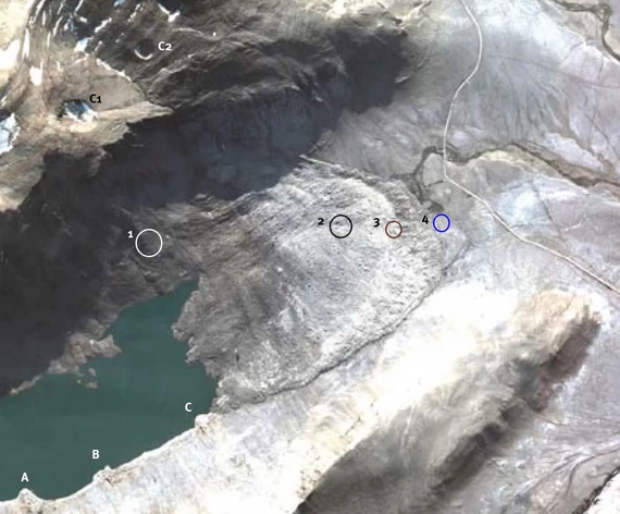 Путь фургонов по потоку оползня